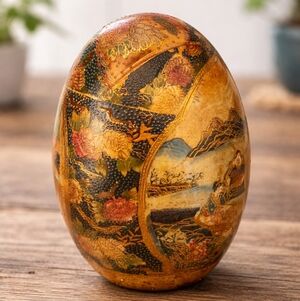 vintage hand-painted porcelain egg in the Satsuma style (Flowers Not Included)